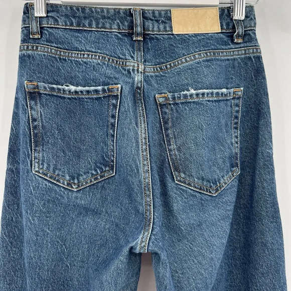 Zara Jeans Slim Straight Leg High Rise Dark Wash Blue Denim Women’s Size 2 - Picture 5 of 8